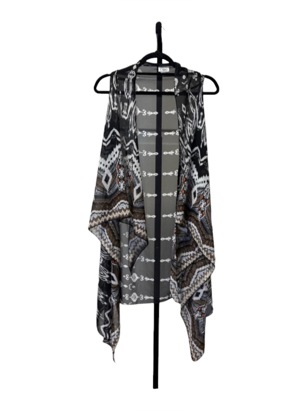 Cato Black and White Sheer Printed Kimono